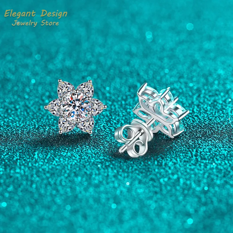 

Ultra Shiny Hexagram Flower Design Stud Earrings 2.2ct Moissanite for Women Platinum Pt950 Jewelry Perfect for Adding Glamour