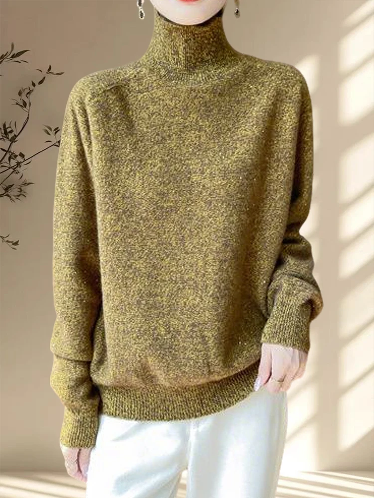 

Guoiyas 2025 Autumn Winter Thiened Loose Knitted High Collar Sweater Women's Base irt Comfortable Casual Sle Long Sve