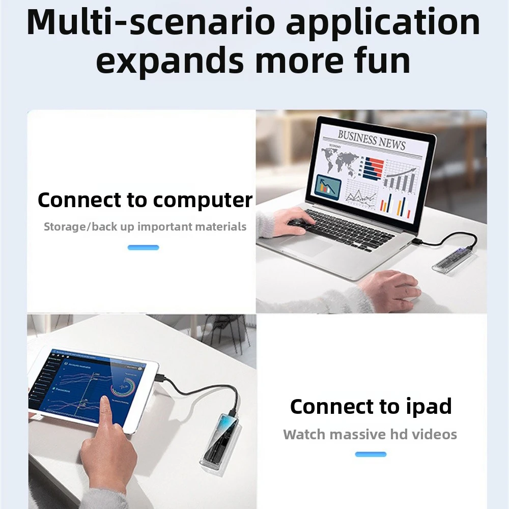 M.2 NGFF/NVME PCIe SATA SSD Case Transparent External Enclosure USB Type C 3.1 10Gbps M2 B+M Key/M Key For 4TB SSD Hard Disk Box
