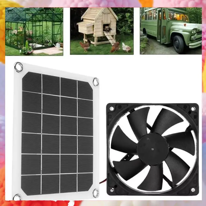 

Solar Panel Powered Fan 10W Exhaust Fan For Greenhouse Motorhome House Chicken House For Pets 10W-A83Z