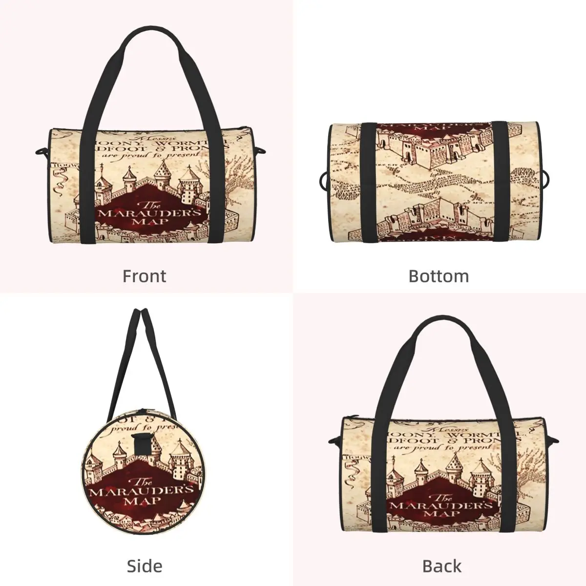 Magic Marauders Map Harny Potter  Luggage Bag Large Capacity Duffle Tote Bag Handbags Gym Bags Fitness Bag for Boys Girls