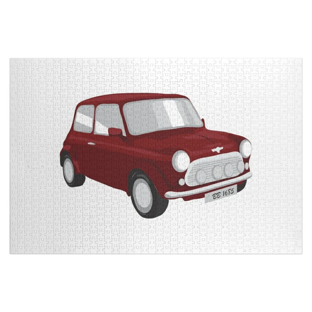 Mini Austin Classic Car The Vintage car, Gift for Vintage car Lover, Illustration Red Car 1 Jigsaw Puzzle Picture Puzzle