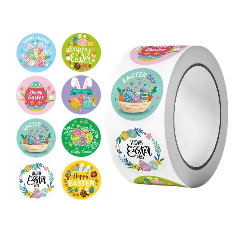 

Happy Easter Sticker Easter Bunny Egg Cartoon Decoration Roll Sticker Self Adhesive Sticker Label Envelope Seal Decor For Easter