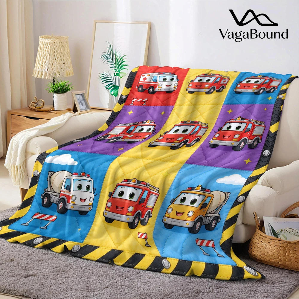 Ambulance Fire Mixer Grid Flannel Blanket Perfect for Sofa Office Bed Travel Sleep Read Relax Camping Four Season Use