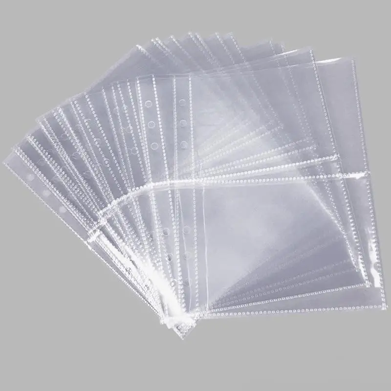 10 Pages A6 Narrow Loose Leaf Cover 10pcs 1Grid 2Grid 3inch Storage Bags Postcards Binder Collect Book Organizer