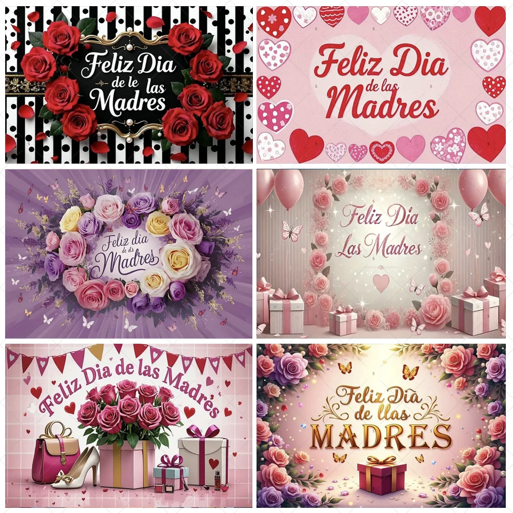 

Spain Happy Mothers Day Theme Party Decoration Background Banner Mothers Day Flower Supplies Backdrop Photography Studio Props