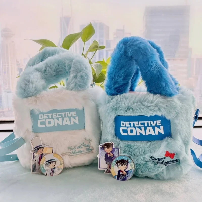 Anime Detective Conan Autumn Winter Plush Casual Handbag Fashionable Tote Shoulder Bag Large capacity Cute Crossbody Bag Gifts