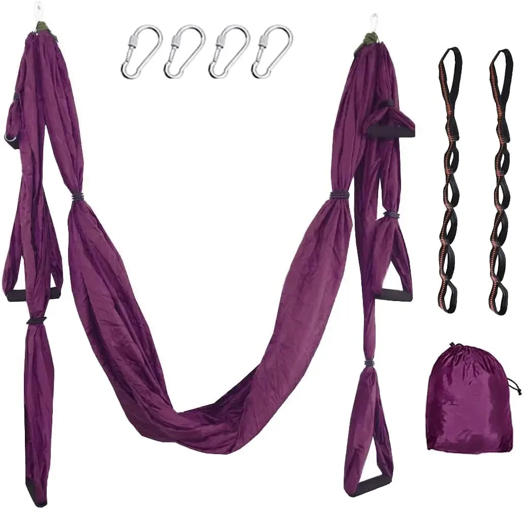 aerial-yoga-hammock-yoga-swing-set-strong-anti-gravity-sling-inversion-exercises-include-2-extensions-straps-for-home-fitness