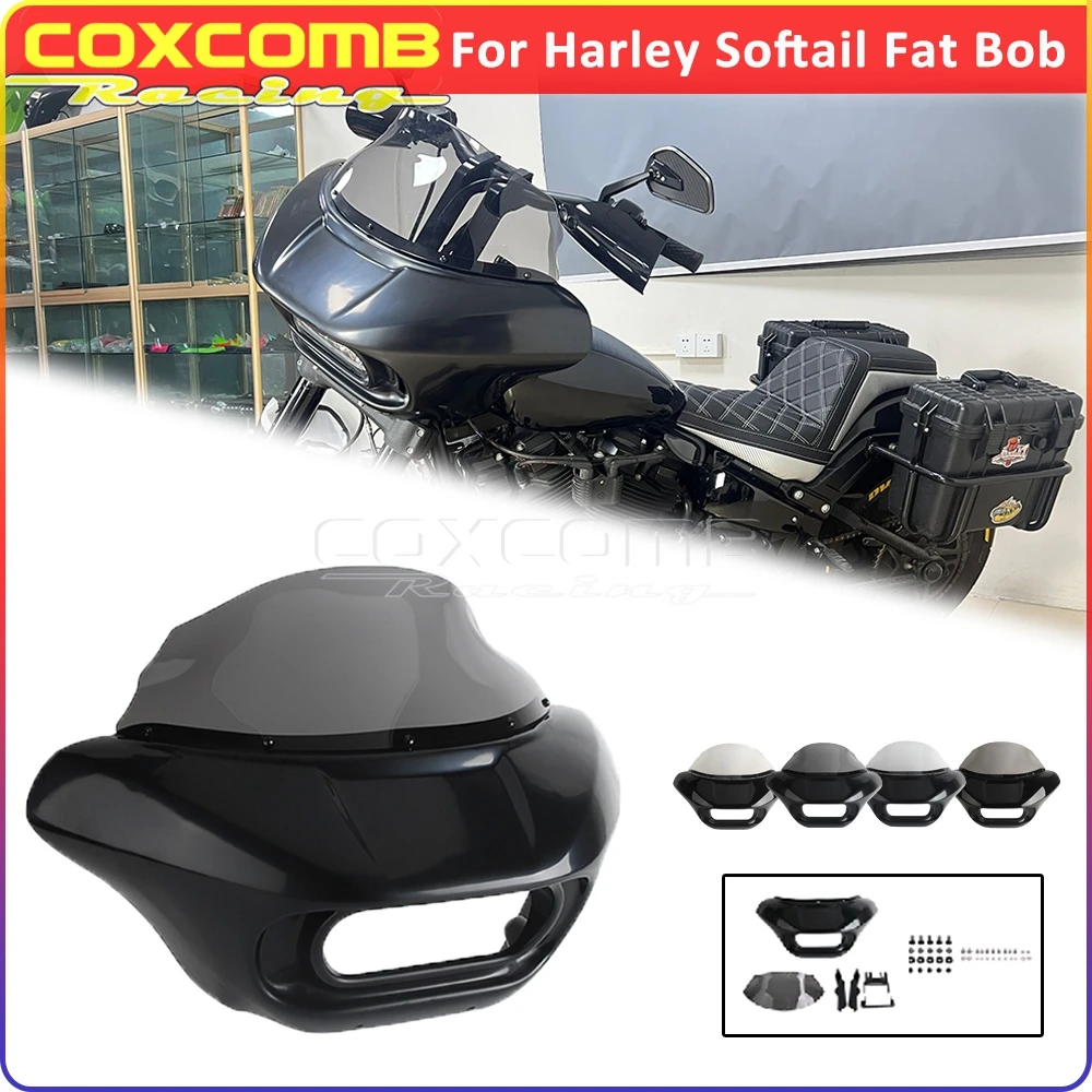 Motorcycle Headlight Fairing Batwing Windshield For Harley Softail Fat Bob FXFB 114 FXFBS Front Head Light Windshield Mask Cover