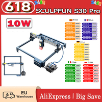 Sculpfun S30 Pro 10W Laser Engraver Cutter 410X400Mm Automatic Air-Assist 0.06X0.08Mm Laser Focus 32-Bit Motherboard
