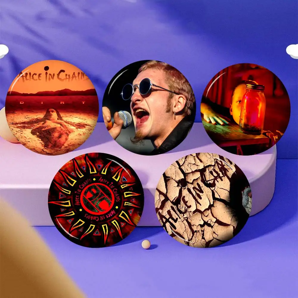 Rock Vintage Band A-Alice In C-Chains Soft Button Pin Bright Printed Icon Gift For Friends Badge Collar Brooch Lapel Pin Metal