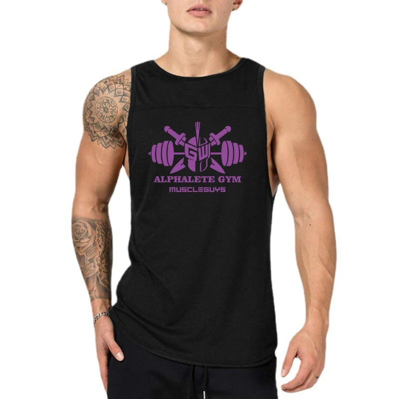 Pure Cotton Sports Tank Top Mens Summer Gym Running Fitness Workout Shirt Lightweight Soft Racerback Casual Jogging Training Top