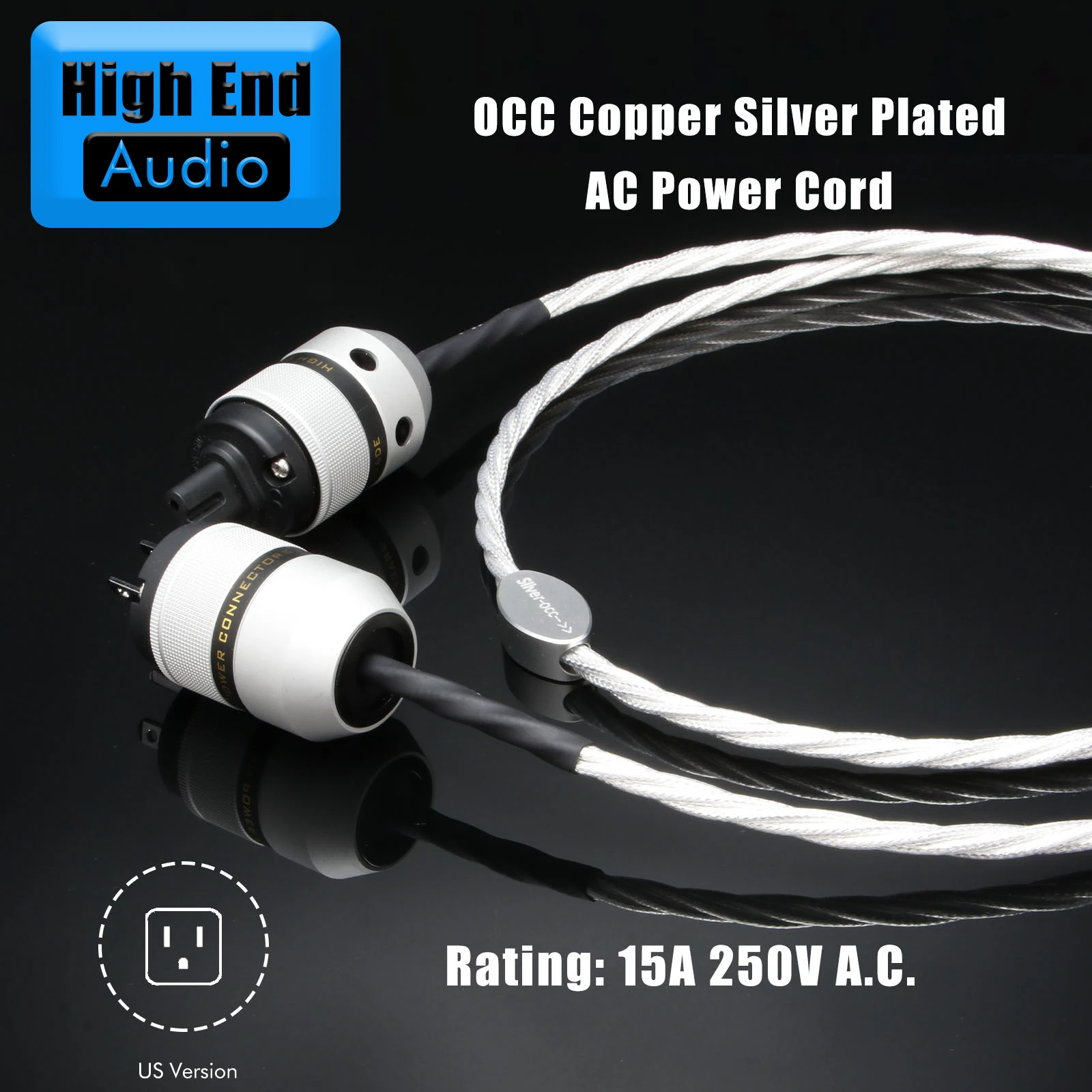 Preffair Hi-End Power Core OCC Copper Silver-Plated EU/US/AU series Rhodium/Gold plated straight or 90 degree Plug and Figure 8