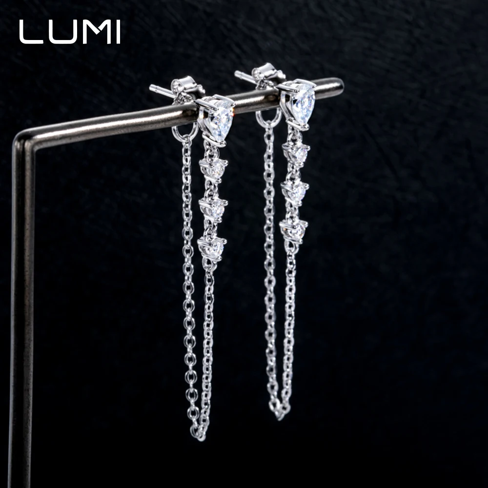 

2025 Unique Tassel Chain Shape 925 Silver Stud Earrings 1.36ct Moissanite Elegant Eardrop for Unisex Gift Lab Diamond