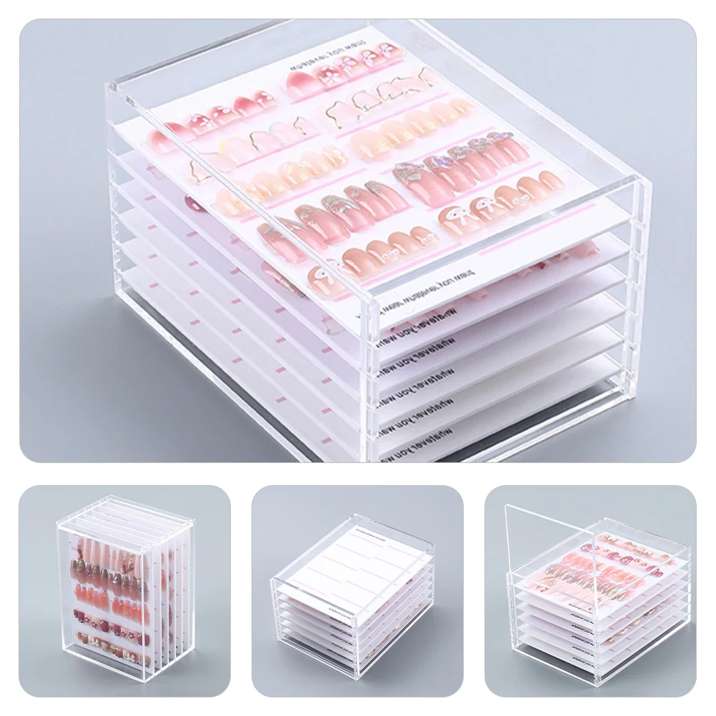

Органайзер для хранения ногтей, прозрачный акриловый 6-слойный ящик, прочный ящик для хранения накладных ногтей, ящик для инструментов для маникюра, коробка для декора маникюра