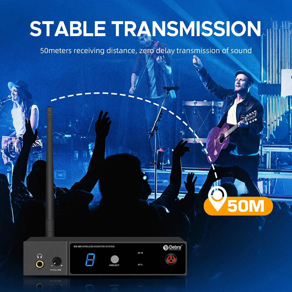 UHF IEM In-Ear Monitoring Wireless System Singal Channel With Multiple Transmitter For Small Concerts And Home Theater.