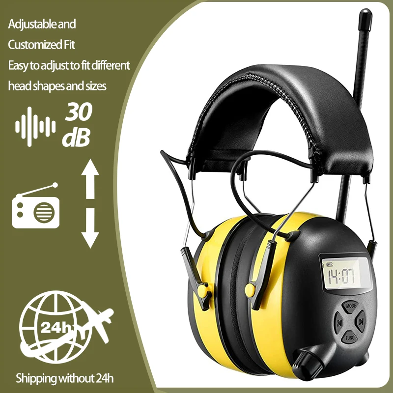 Professional Am/Fm Radio Hearing Protector Noise Reduction Safety EarMuff 30db Noise Cancelling Ear Protection for working,Shoot