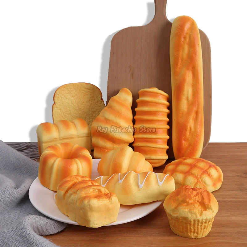 Artificial Simulation Bread Fake Food Model French Baguette Toast Cake Bakery Kids Play Kitchen Toys Set Boy Girl Pretend Baker