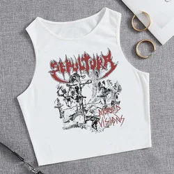 y2k print tank top 90s fairy grunge aesthetic crop top Female streetwear yk2 kawai goth tshirt