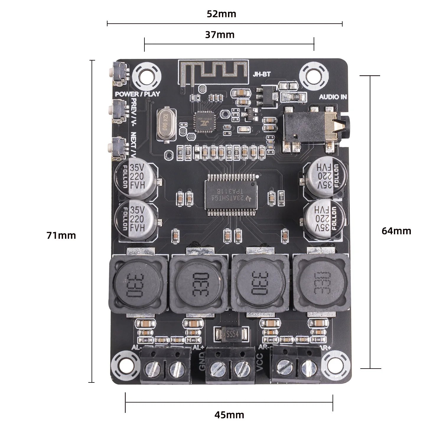 

New Class D 45W Bluetooth 5.0 TPA3118 power amplifier board finished DIY HD sound quality