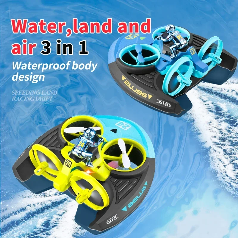 

4DRC Mini RC Drone Altitude Hold Headless Mode 3 in 1 Sea Land Air Flight 2.4G Remote Control Quadcopter Boat RC Helicopter Toys