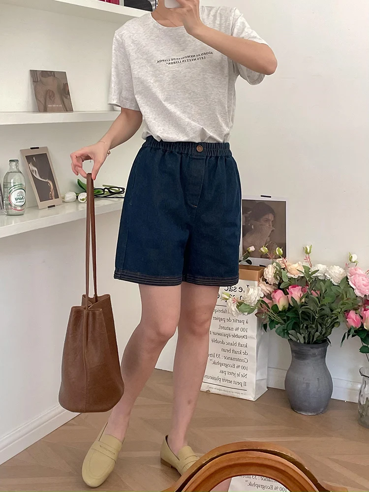 

Summer 2023 High Waist Loose Stitch Denim orts Commute Slimming Versatile Straight Leg Jeans Thin Denim Fabric Zipper Closure