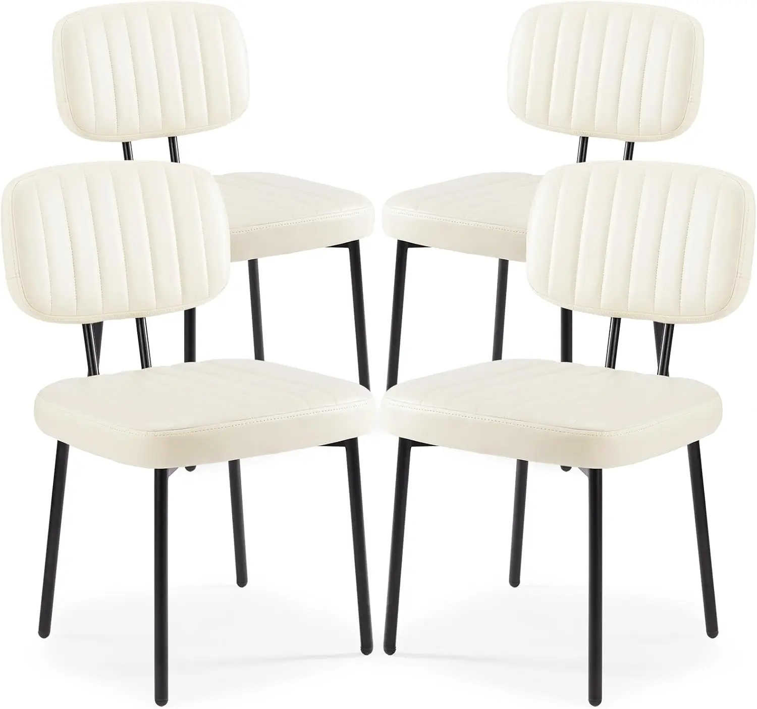 Chaises de Salle à Manger Modernes du Milieu du Siècle avec Coussin en Faux Cuir, Ensemble de 4