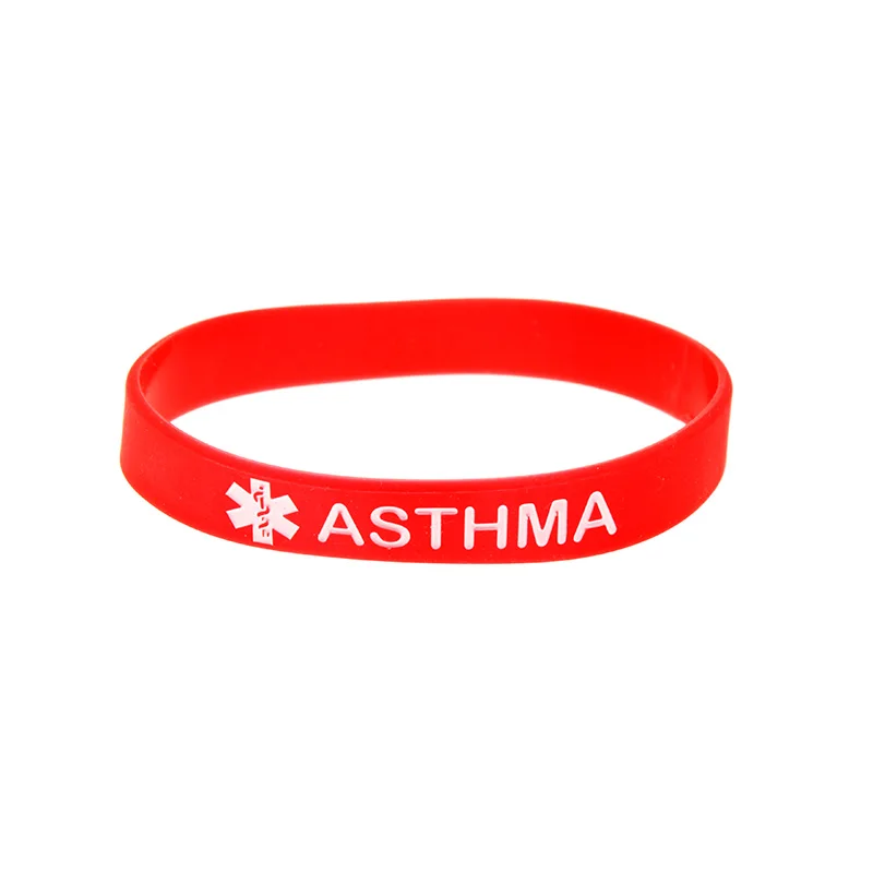 50 Stück ASTHMA Medizinisches Notfall-Silikon-Armband Krankheits-Allergie-Notfall-Identifikationsarmband für den täglichen Gebrauch – Detail 7