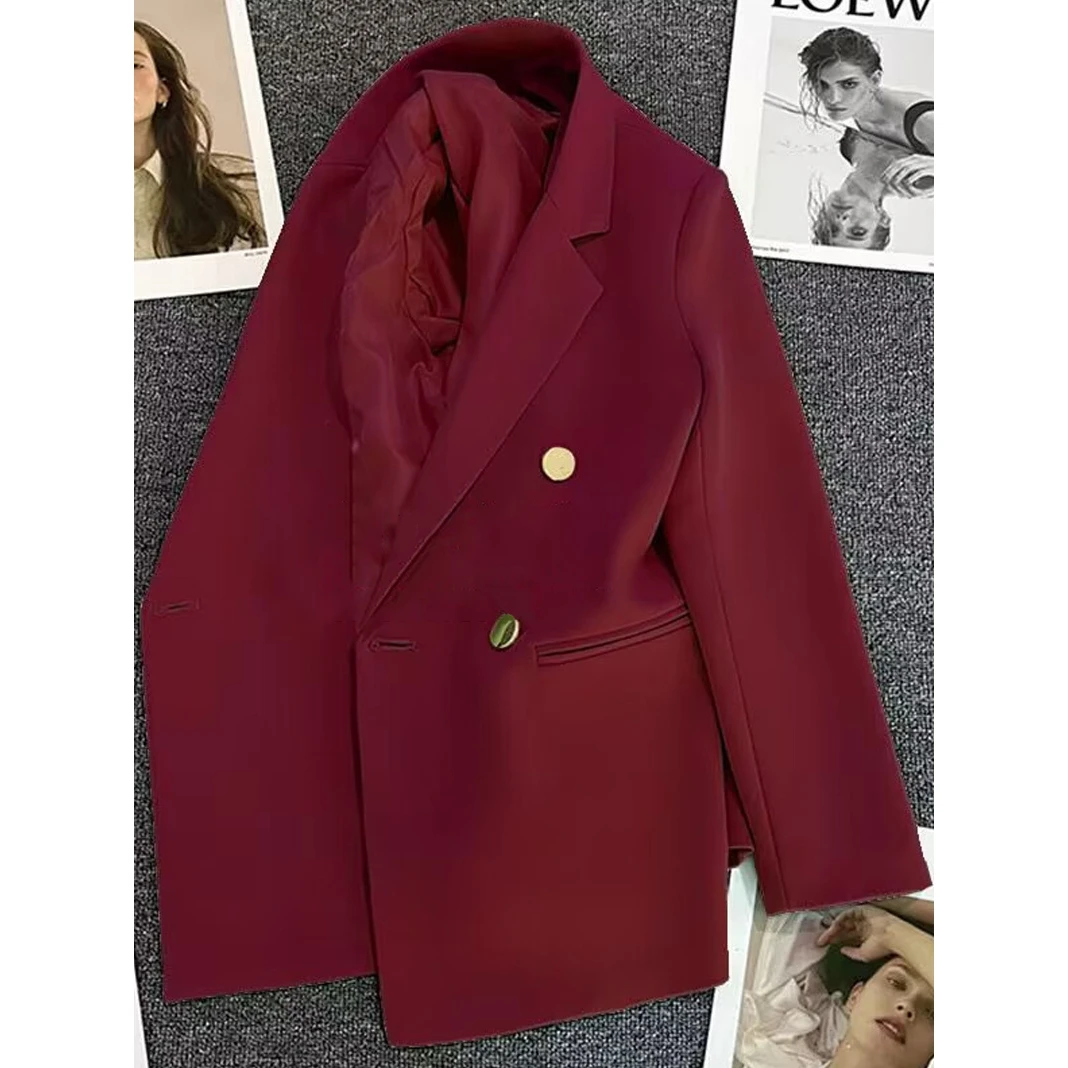 Abito da donna per pendolari, sottile, casual, een, cappotto con doppio bottone, tessuto in poliestere, lungo, colore puro, adatto per interviste