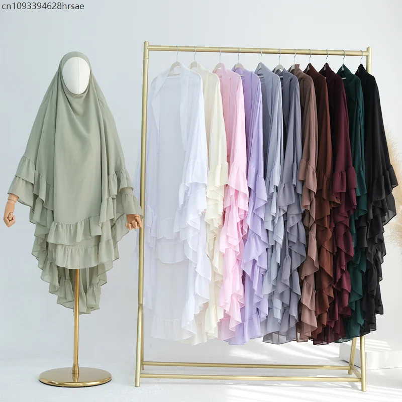 Women Ramadan Muslim Prayer Pullover Hijab Double Layer Head Scarf Headwraps Femme Musulman Shawl Wrap Islamic Scarf