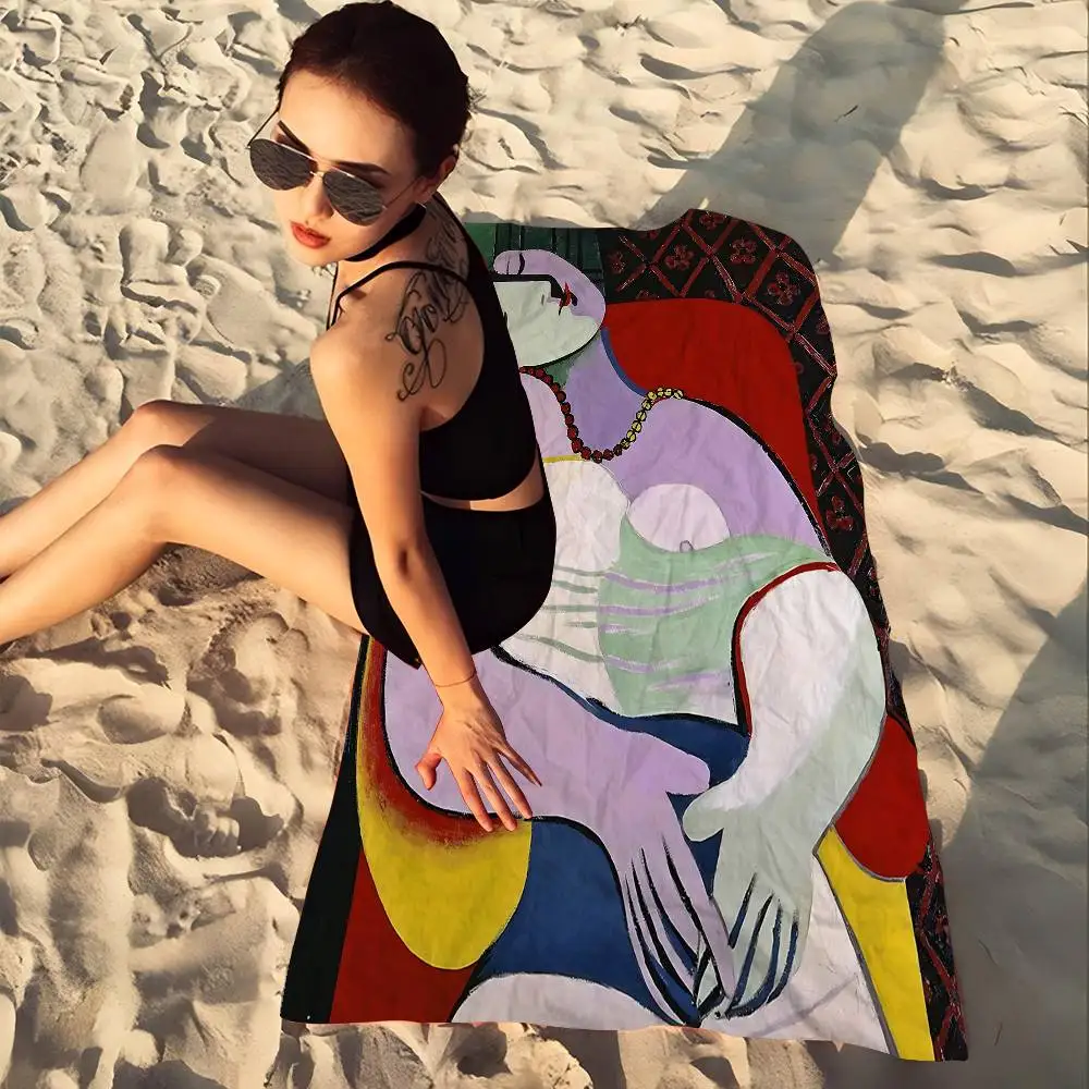 Pablo Picasso Famous Artwork Collection Anime Beach Swimming Towel Soft Absorbent Washcloth For Kids Travel Camping Gym