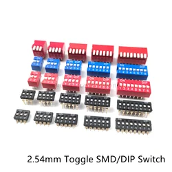 5PCS Slide Type Switch Module 1 2 3 4 5 6 7 8 10Bit 2.54mm Position Way DIP/SMD Pitch Toggle Switch Red/Blue Snap Switch Dial