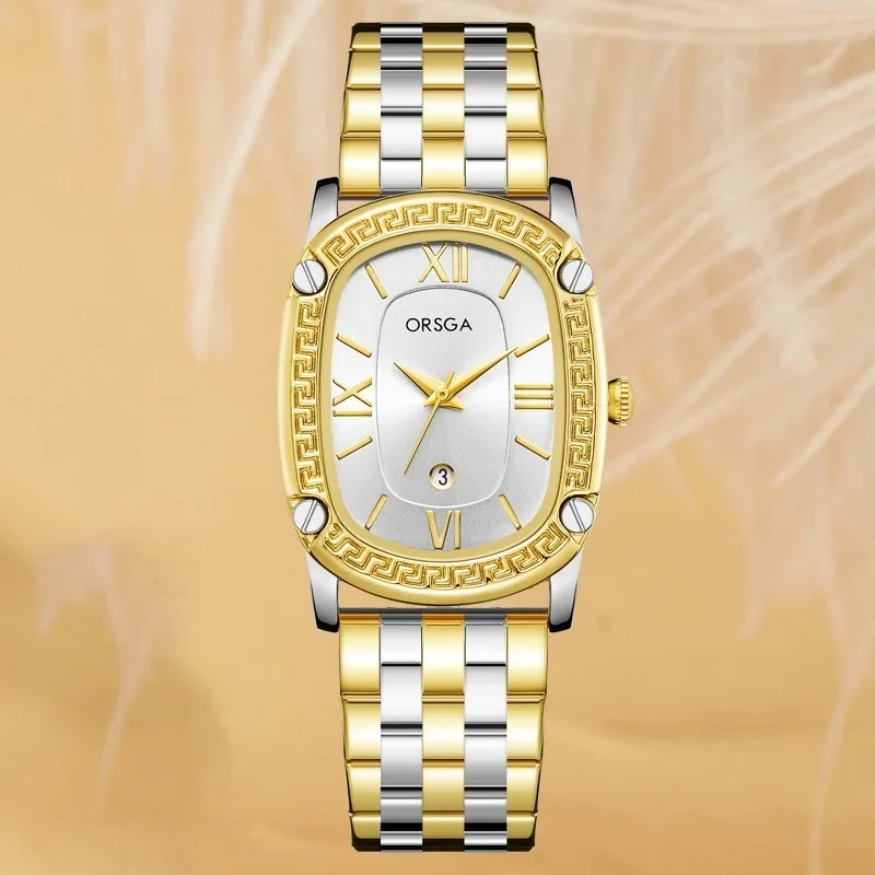 

New Luxury Women's Watch Simple Oval Fashion Waterproof Date Roman Quartz Watch