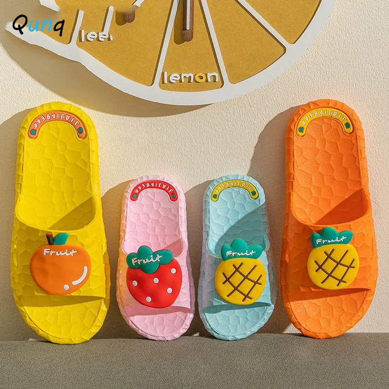 

Qunq Summer Cartoon Children Slippers Ndoor Home Bathroom Non-Slip Rubber Soles Soft Sles Boys And Girls Lovely Kids Slippers