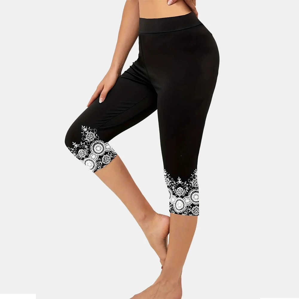 Women's Plus Size Tribal Print High Waisted Elastic Waist Leggings