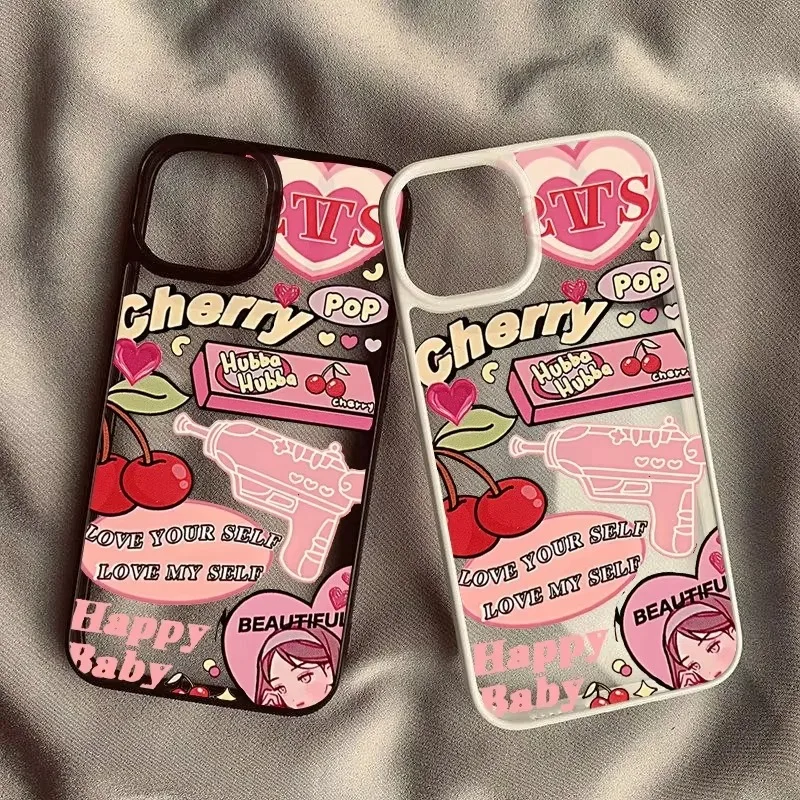 Sweet Retro Cherry Girls Phone Case For Samsung Galaxy A06 S25 S24 S23 S22 Ultra S24 FE A16 A54 A35 A15 A55 A52 A34 5G Cover