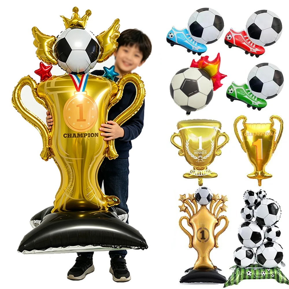 Großer Stehender Fußball-Pokal Folienballon Fußball-Sport-Themen Fußballball Fan Geburtstagsparty Deko Zubehör