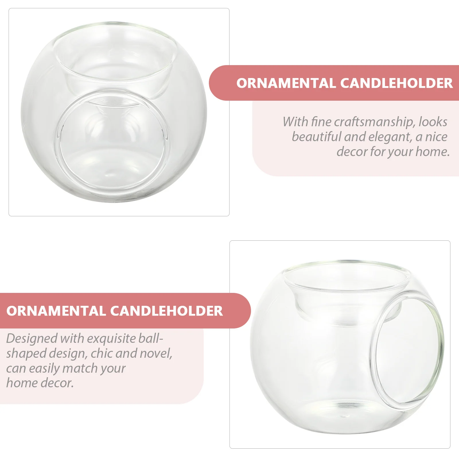 

1Pcs Glass Ball Candlestick Chic Ball Shape Holder for Living Room Decor Creative Ornamental Holder Fine