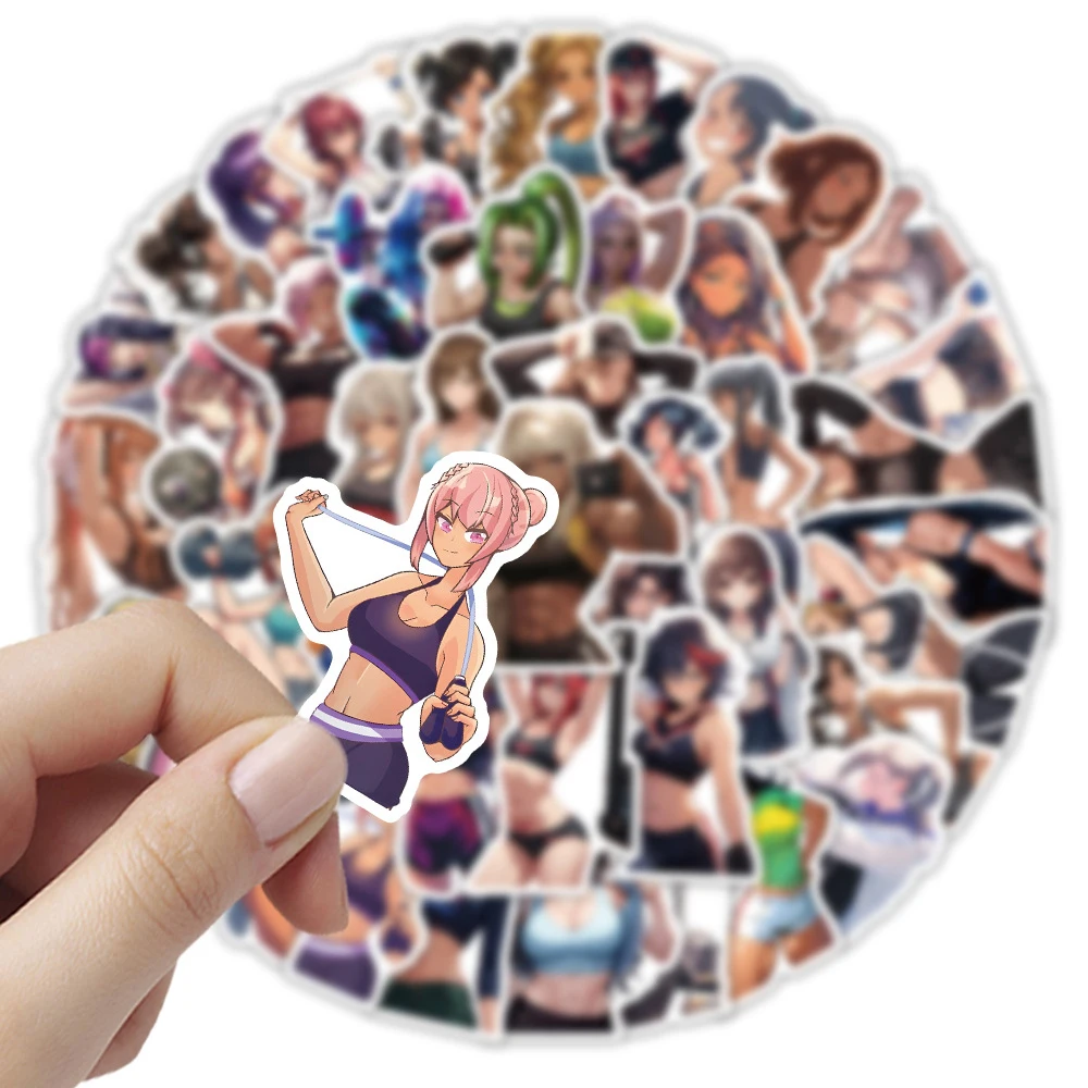 10/30/54 Stück coole Anime Sport Mädchen Aufkleber Sexy Graffiti Aufkleber für Laptop Fahrrad Wasserflasche Fitness wasserdichte Aufkleber Pack