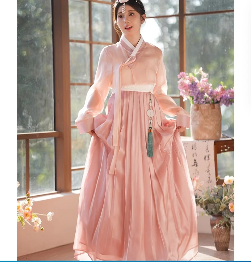 lotus-pink-korean-clothing-korean-clothing-ethnic-women's-high-end-genuine-online-photography-palace-dress-super-fairy