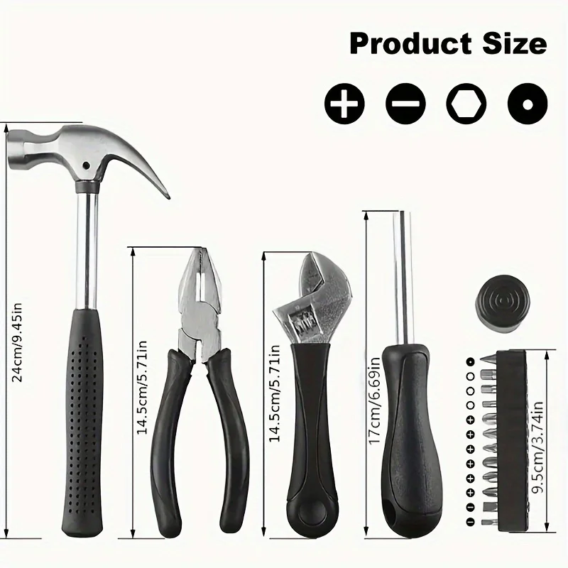 Home Hardware Toolbox Complete Gift Set, New House Decoration Tool Set, Essential 17 Piece Tool Set for Families