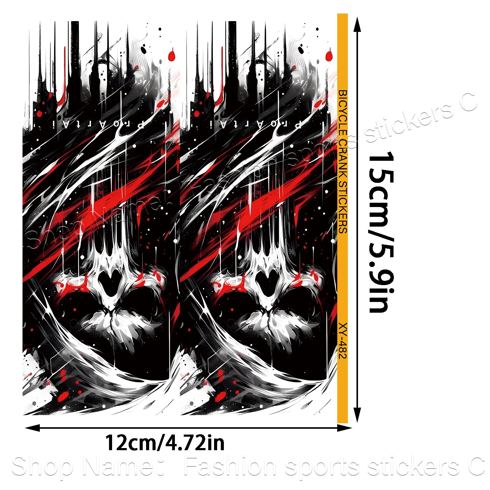 2Pcs Black Red Blood Skull Crank Arm Stickers, Waterproof Scratchproof Decals For Road & Mountain Bikes
