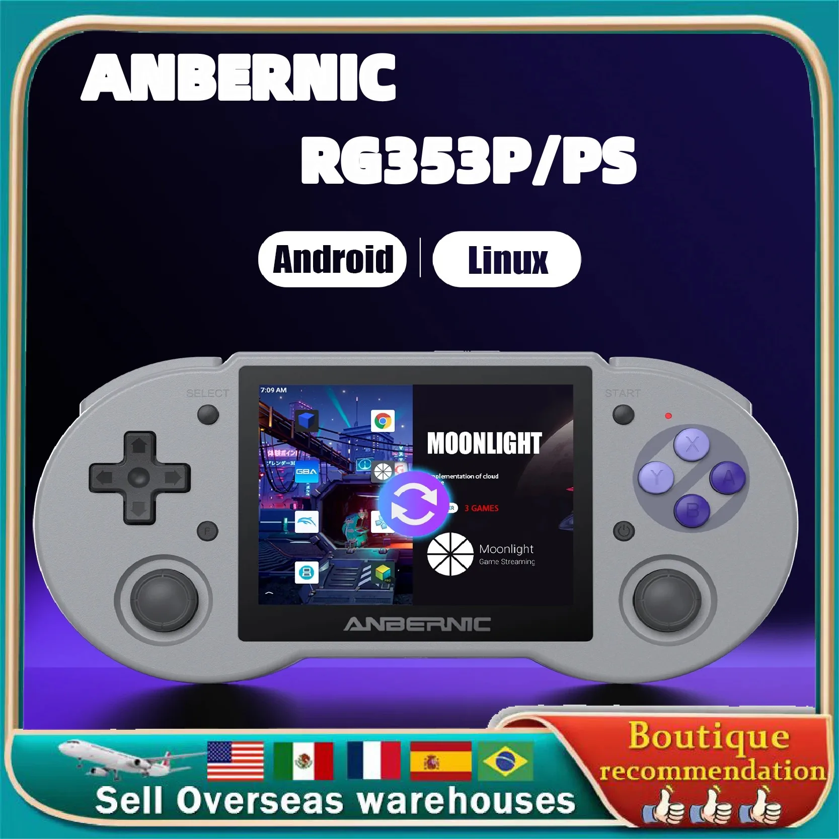 

ANBERNIC RG353P RG353PS Retro Handheld Game Console 3.5 Inch IPS Screen RK3566 Support 5GWiFi 4.2 Bluetooth Plug&Play 80000Game