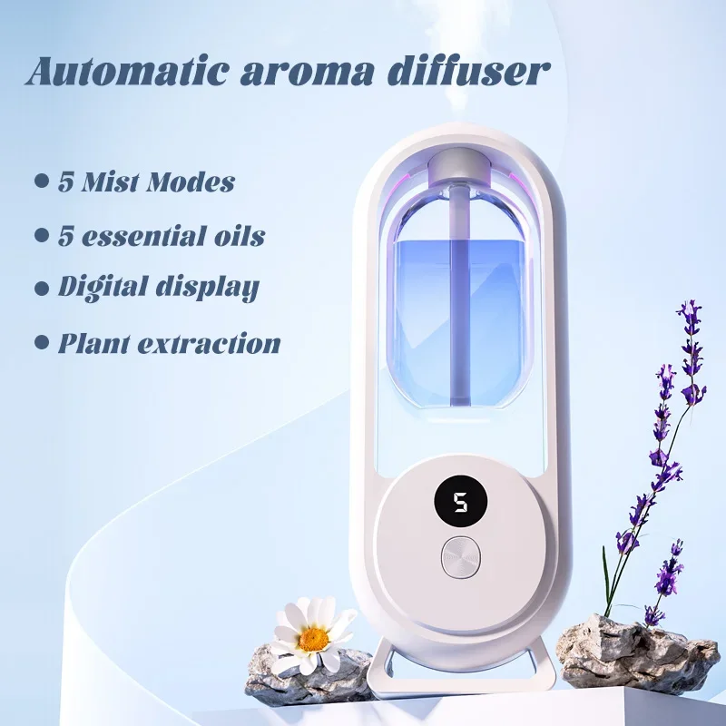 Wall mounted aroma diffuser timed essential oil aromatherapy machine rechargeable 5-mode living room bathroom air freshener