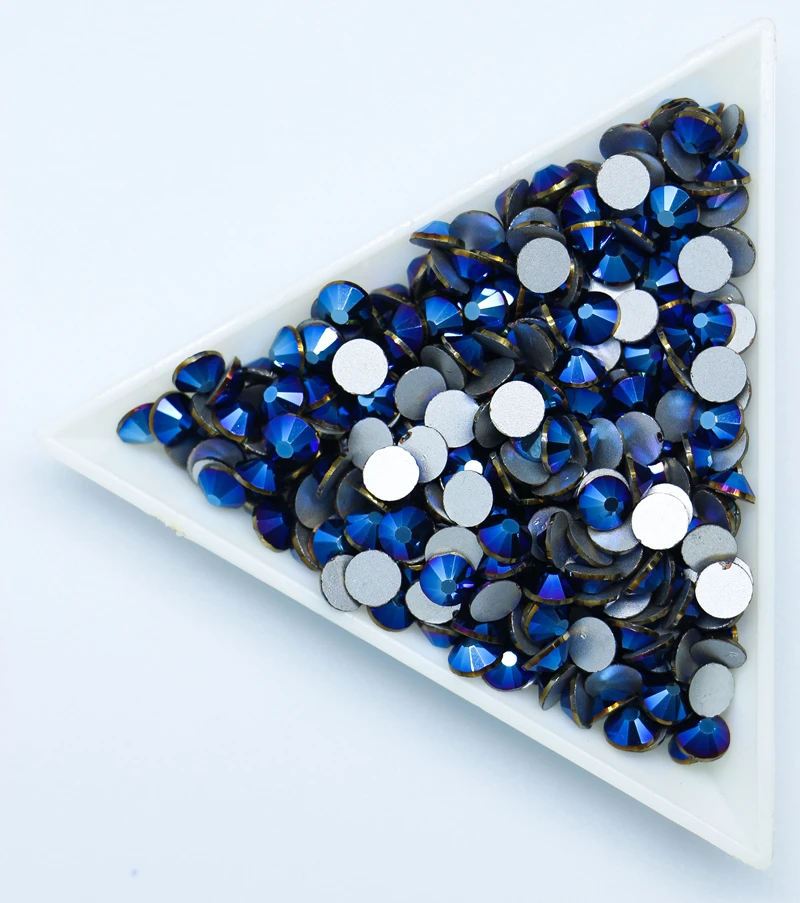 Metallic Blue 3D Nail Art Rhinestones ss3 ss4 ss5 ss6 ss8 ss10 ss12 ss16 ss20 ss30 ss34 Crystal Nails Non Hot Fix Decorations