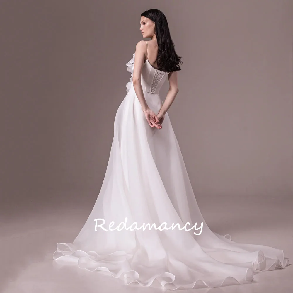 Redamancy Sweetheart Organza A-LINE 2024 свадебное платье One Shoulder 3D Flowers vestidos de novia wedding dresses for woman