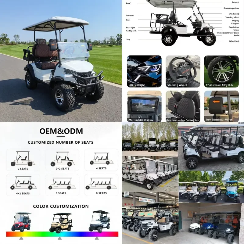 for Beemotor Hot Selling 4 Seat Electric Golf Cart New Popular Vacation Car with 48V Steel Battery EEC Certified