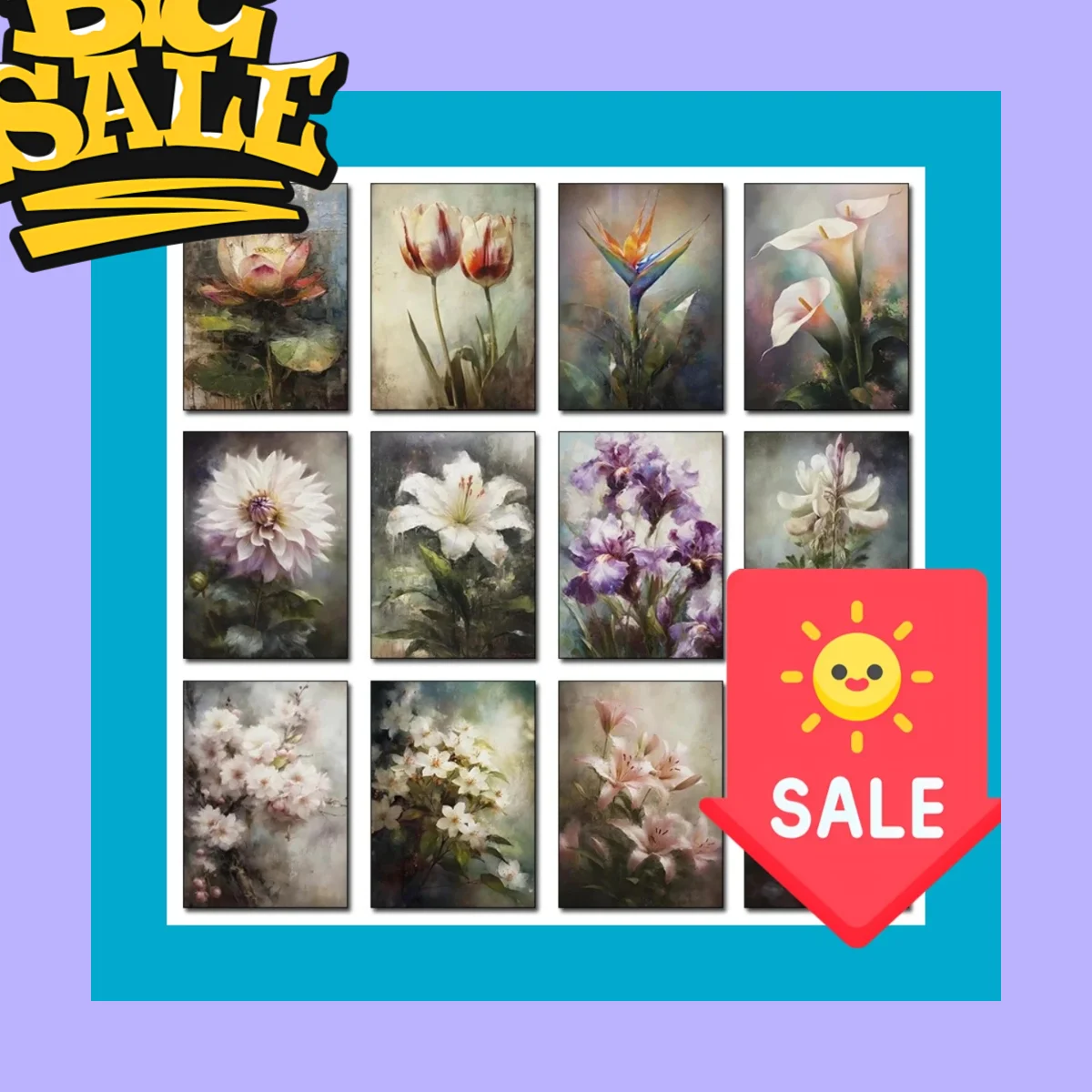 Lily & Clove in Harmony – Classic Oil Green Plants Bouquet Frameless Canvas for Home Room Wall Decor Gift 2026