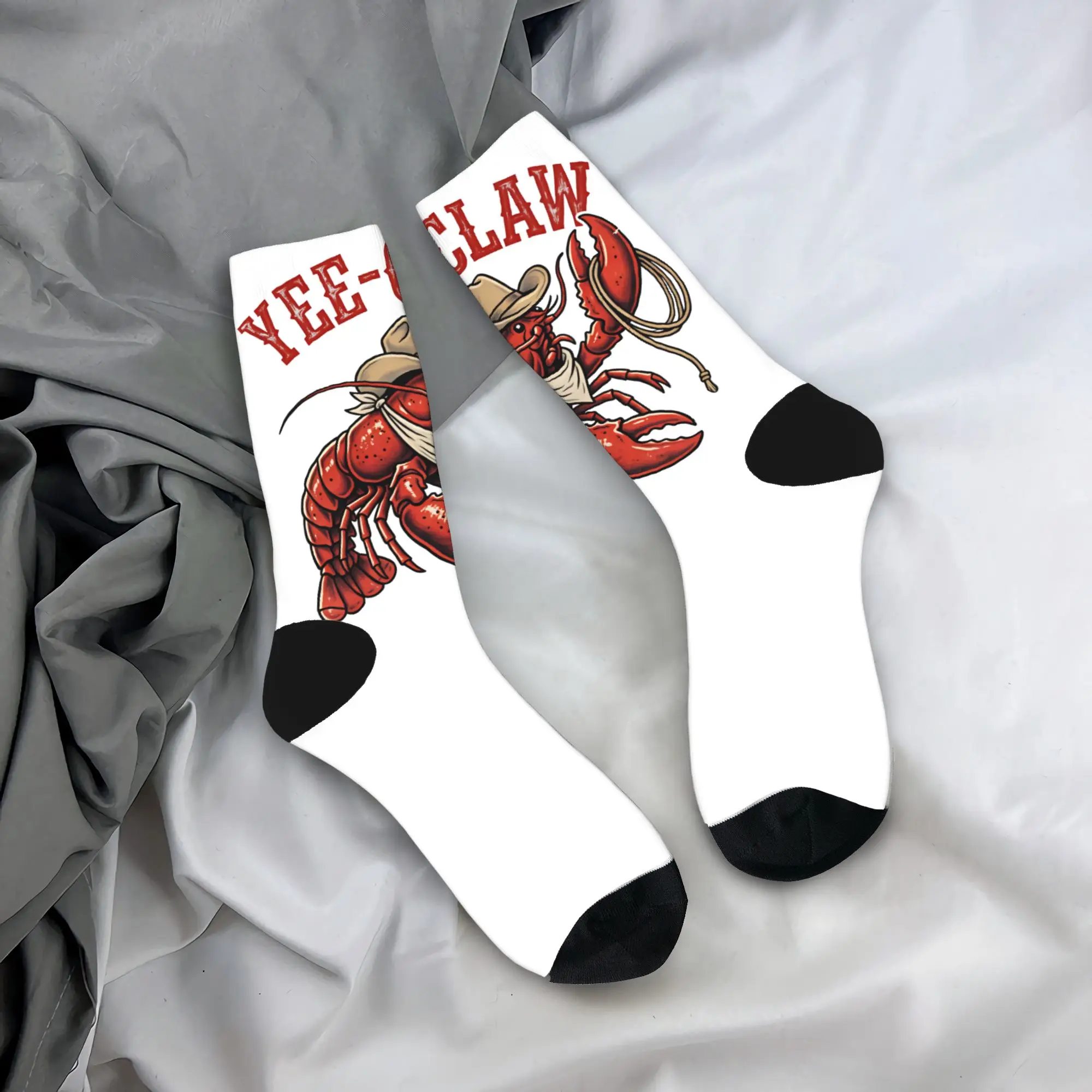 

Lobster Cowboy Stockings Yee Claw TEXT Gothic Socks Couple Soft Socks Winter Cycling Custom Anti-Slip Socks Gift
