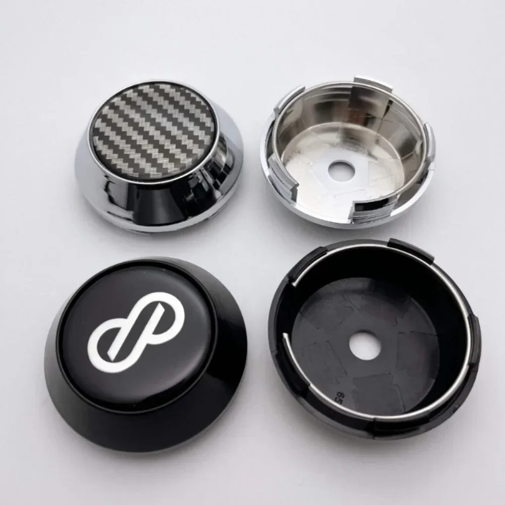 

4pcs ABS 64mm Car Wheel Center Caps With Carbon Fibre & ENKEI 45mm Logo Emblem Sticker Accessories for Volvo Alfa Rim Hub Cover